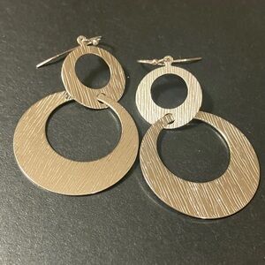 Retired Lia Sophia Silver Dangling Textured Discotheque Earrings